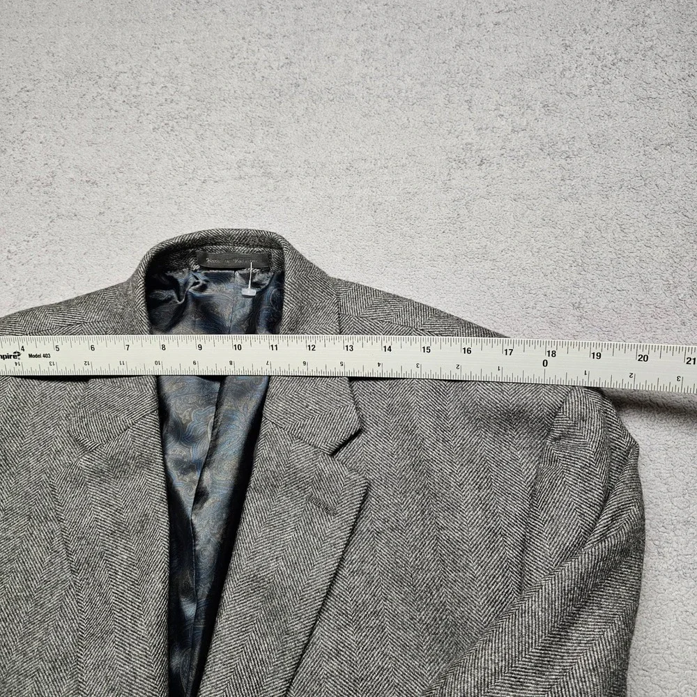 Lauren Ralph Lauren Blazer Jacket Mens 46R Gray Herringbone Vented Notch Lapel